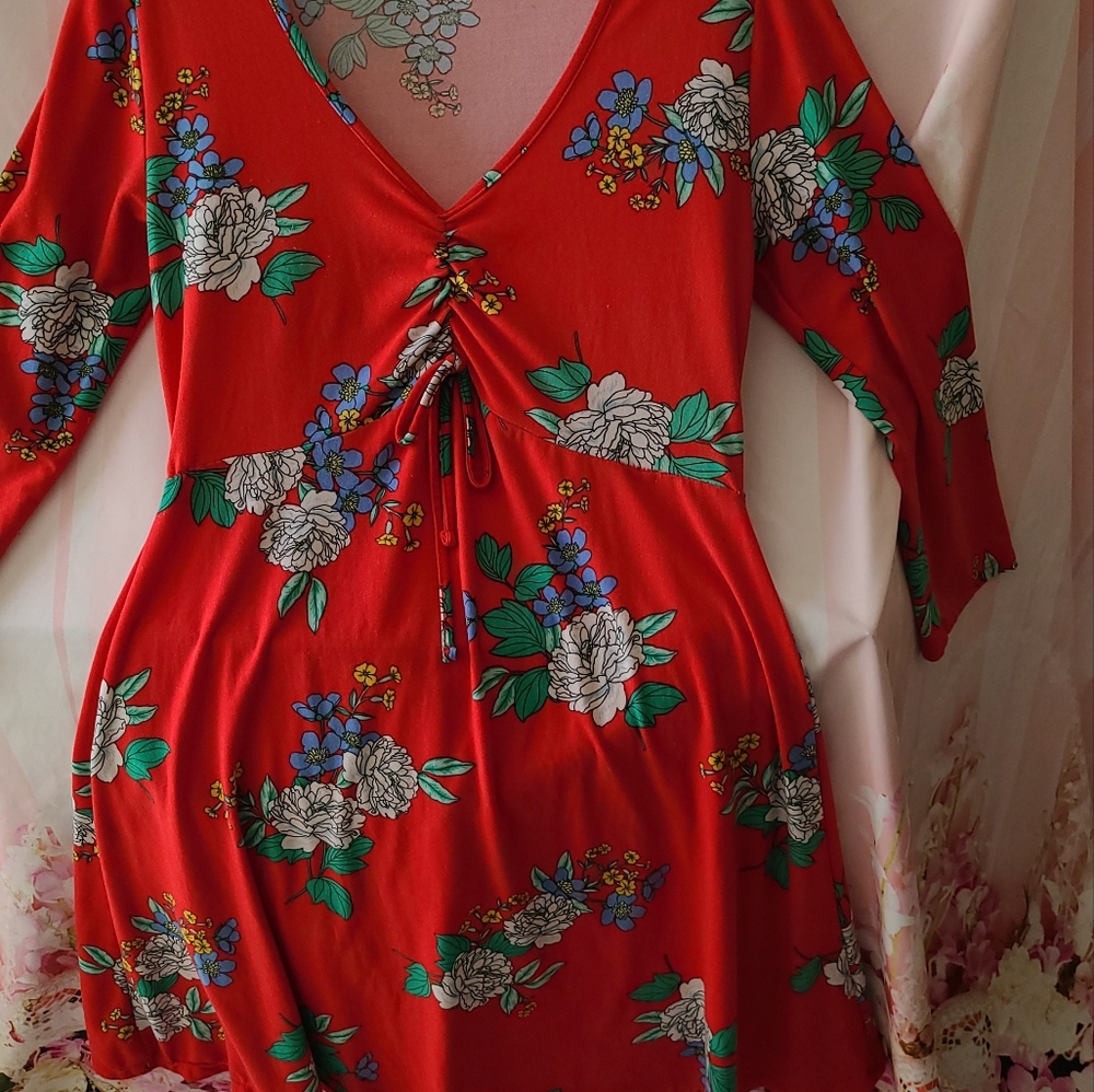 Red floral dress in size L unbranded - Picture 7 of 10
